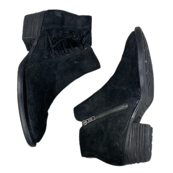 Born Black Suede Booties 8 Leather Ankle Bessie - Picture 2 of 12